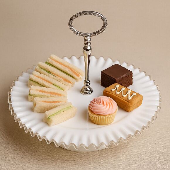 Vintage Fenton Silver Crest Single Tier Tidbit Tray 13" wide | 1942-1986 | USA - Picture 1 of 8